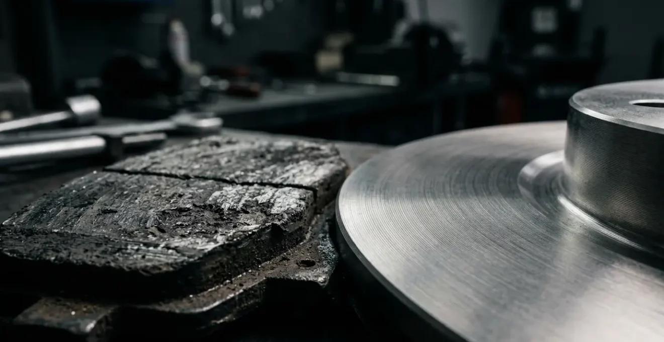 Inspection professionnelle de plaquettes de frein automobiles avec disque de frein et etrier