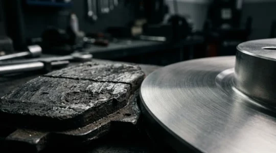 Inspection professionnelle de plaquettes de frein automobiles avec disque de frein et etrier