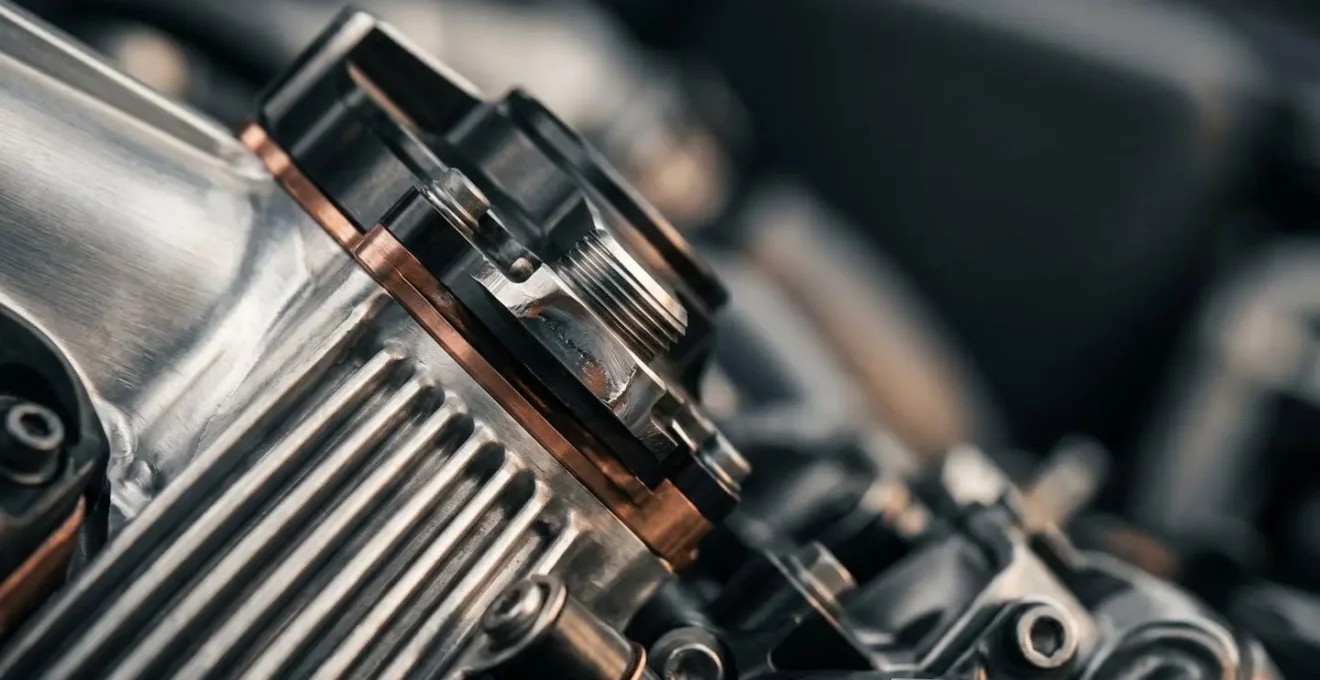 Détail mécanique d'un moteur de voiture illustrant la différence de puissance