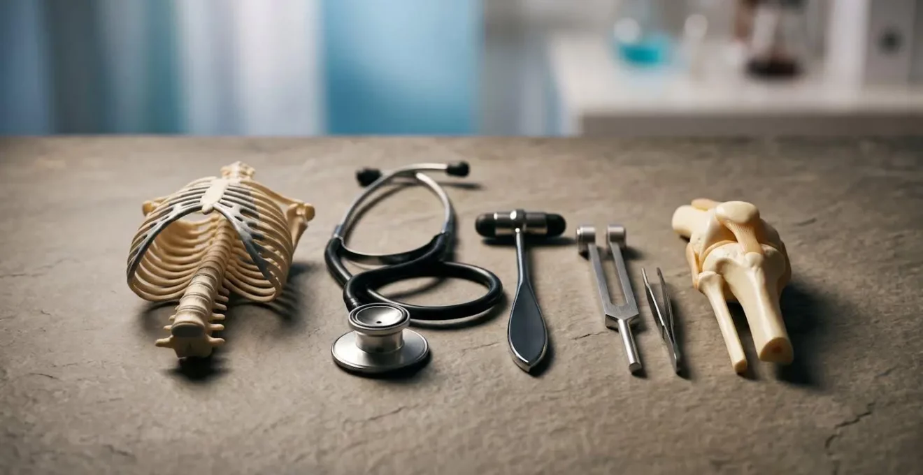 Scène d'expertise médicale illustrant l'évaluation des séquelles corporelles